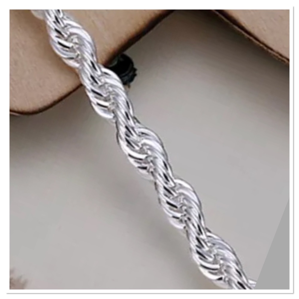 925 Stamped Sterling Silver Twisted Rope Bracelet - Picture 3 of 5